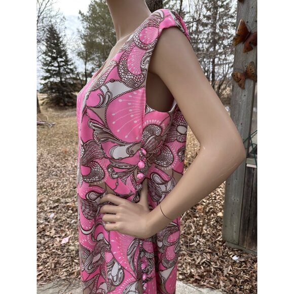 1960s Pink Floral Maxi Dress Evening Gown Creation A La Mode de Paris by Hero Mo - Picture 6 of 9